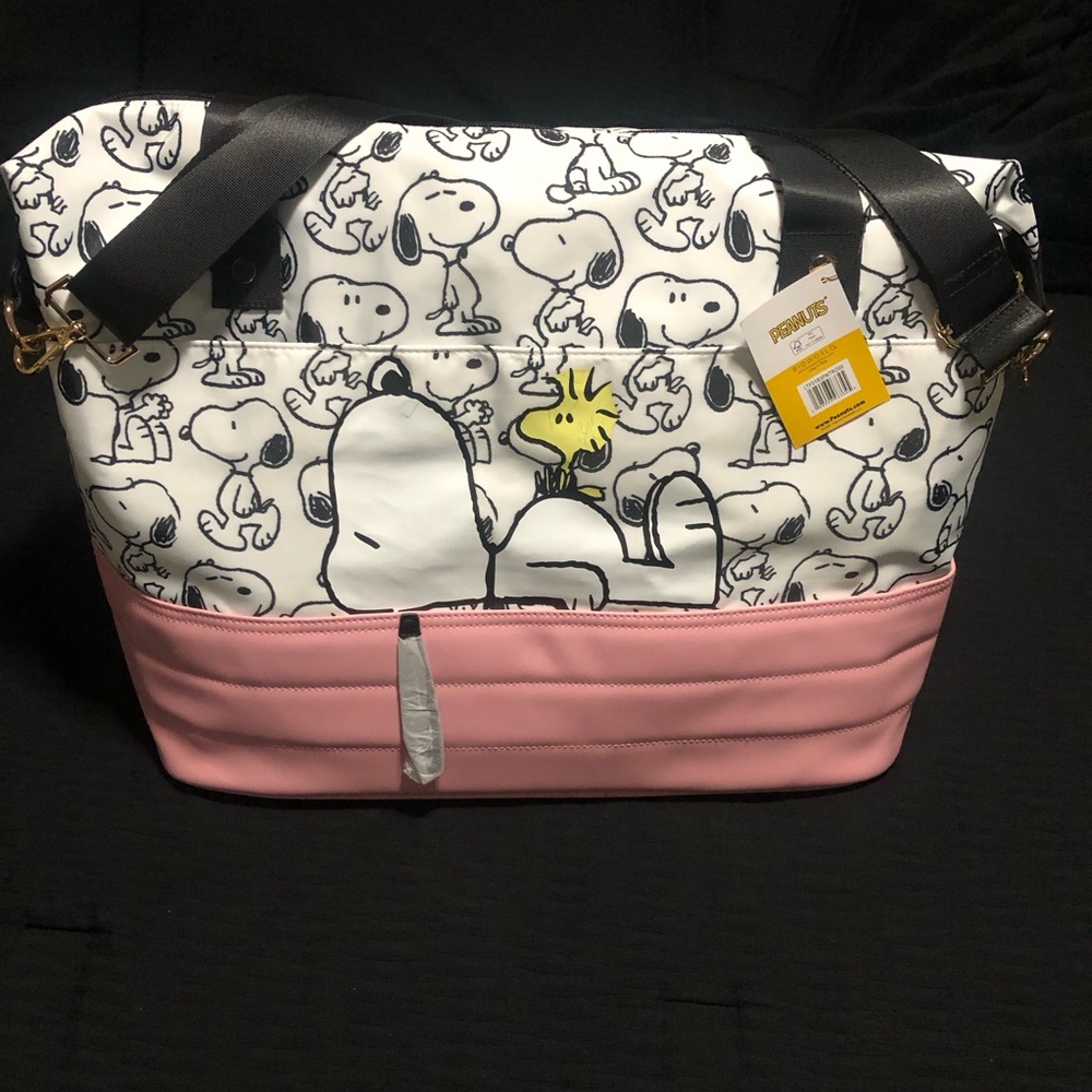 Peanuts Snoopy Convertible Tote Bag, Faux-Leather, Snoppy and Woodstock